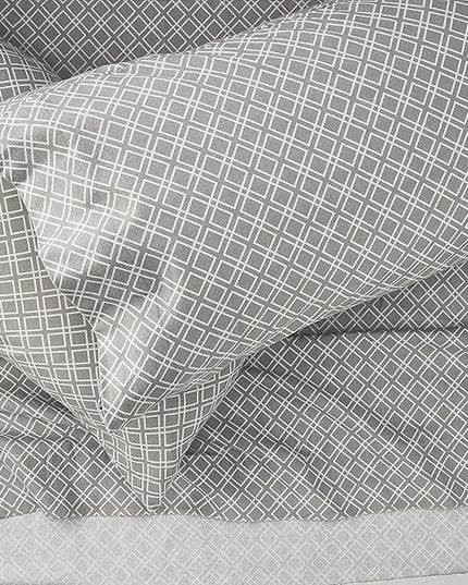 Comfort Spaces Cotton Flannel Breathable Warm Deep Pocket Sheets with Pillow Case Bedding, Cal King, Grey Geo 4 Piece - LeafyLoom