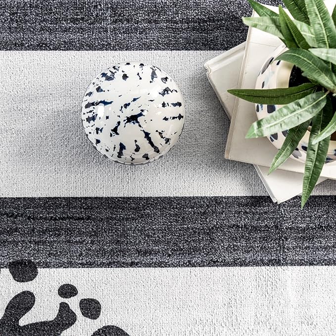 nuLOOM Starfish Machine Washable Ultra Thin Area Rug, 4' x 6', Grey - LeafyLoom