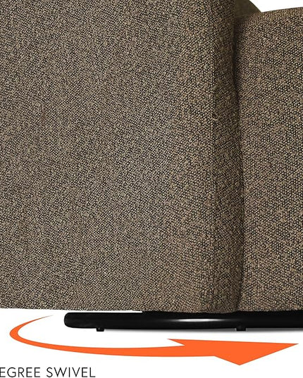 HomePop Décor Upholstered 360° Barrel Back Swivel Accent Living Room & Bedroom|Decorative Home Furniture Directors-Chairs, Dark Brown Boucle - LeafyLoom