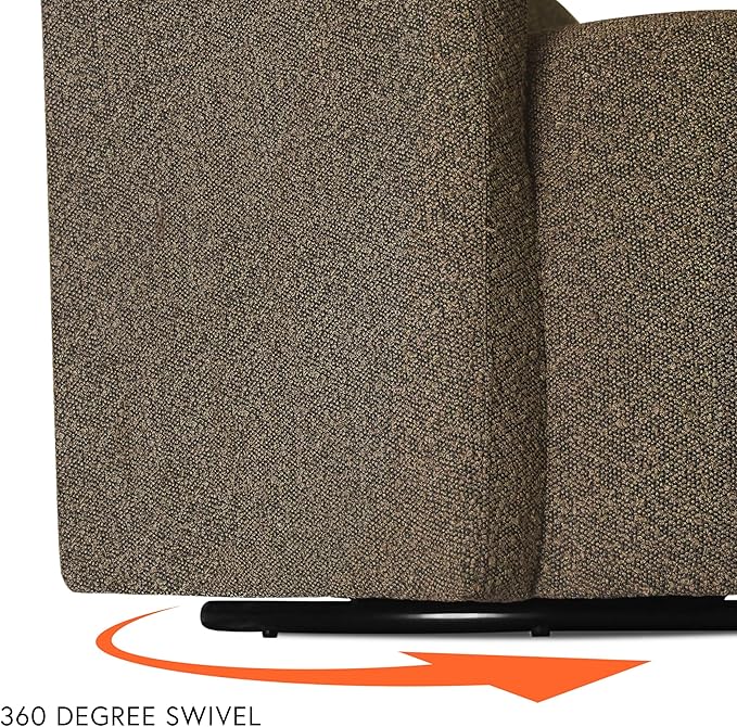 HomePop Décor Upholstered 360° Barrel Back Swivel Accent Living Room & Bedroom|Decorative Home Furniture Directors-Chairs, Dark Brown Boucle - LeafyLoom