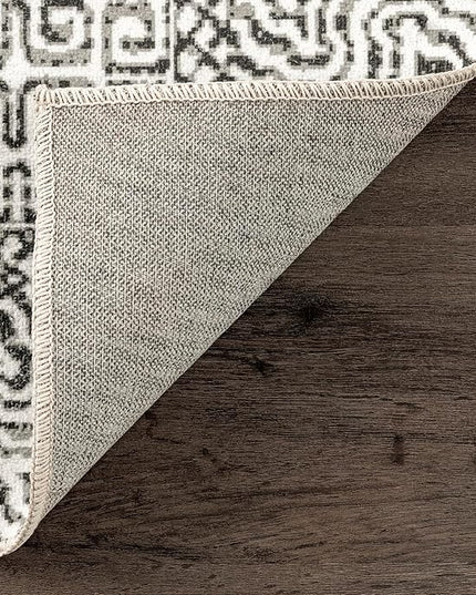 nuLOOM Abstract Tribal Machine Washable Ultra Thin Runner Rug, 2' 6" x 6', Grey - LeafyLoom
