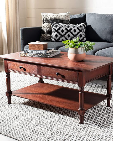 Safavieh American Homes Collection Boris Dark Cherry Coffee Table - LeafyLoom