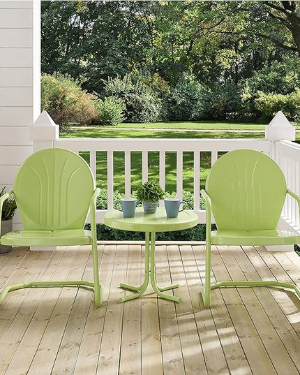 Crosley Furniture KO10004KL Griffith 3-Piece Retro Metal Outdoor Seating Set with 2 Chairs and Side Table, Key Lime - LeafyLoom