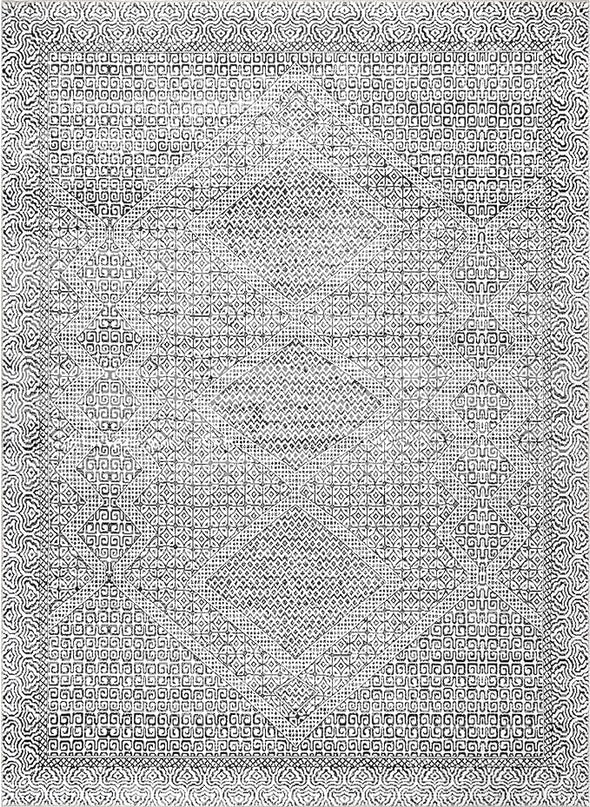 nuLOOM Abstract Tribal Machine Washable Ultra Thin Area Rug, 4x6, Grey - LeafyLoom