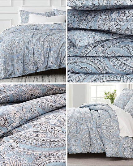 Southshore Fine Living, Inc. Oversized King Comforter Bedding Set, Down Alternative Boho Bedspread, Paisley Print Comforter, King/California King with 2 Matching Shams, Pure Melody Aqua - LeafyLoom