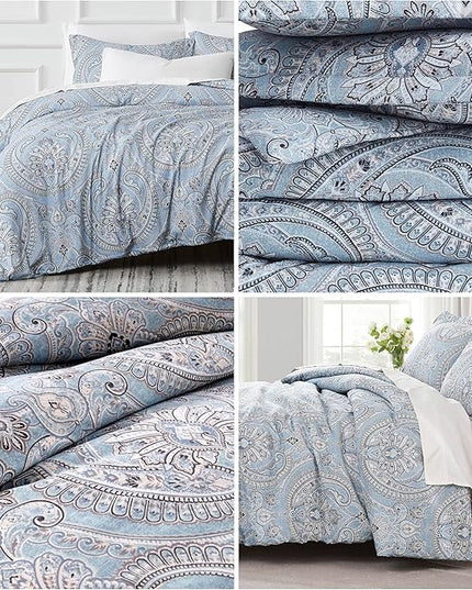 Southshore Fine Living, Inc. Oversized Twin Comforter Bedding Set, Down Alternative Boho Bedspread, Paisley Print Comforter, Twin or Twin XL Comforter with Matching Sham, Pure Melody Aqua - LeafyLoom