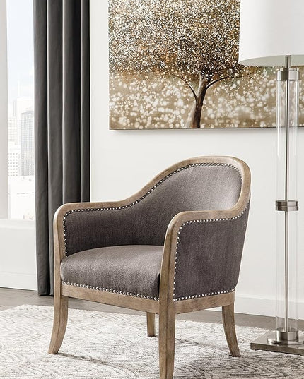 Signature Design by Ashley Engineer Vintage Casual Accent Chair with Nailhead Trim, Brown - LeafyLoom