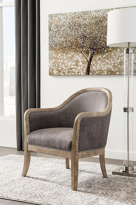 Signature Design by Ashley Engineer Vintage Casual Accent Chair with Nailhead Trim, Brown - LeafyLoom