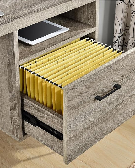 Ameriwood Home Landon Desk, Weathered Oak - LeafyLoom