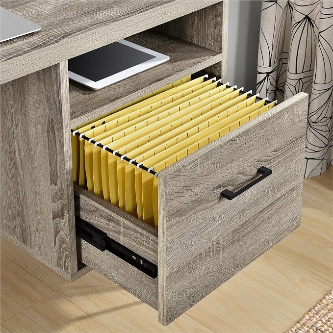Ameriwood Home Landon Desk, Weathered Oak - LeafyLoom