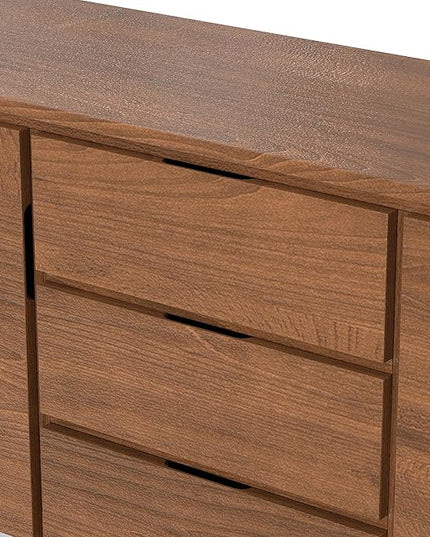 SIMPLIHOME Lowry 60 Inch Wide Rectangle Modern Industrial Sideboard Buffet in WALNUT WOOD, For the Dining Room and Kitchen - LeafyLoom