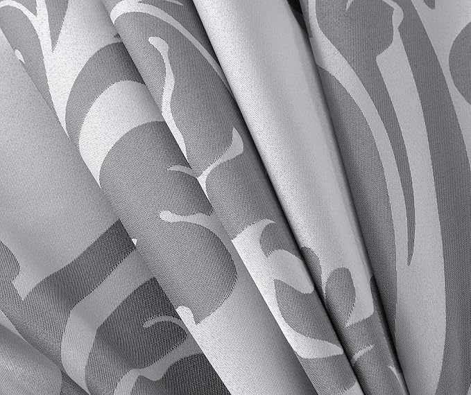 Chezmoi Collection 7-Piece Jacquard Floral Comforter Set (California King, Silver/Gray) - LeafyLoom