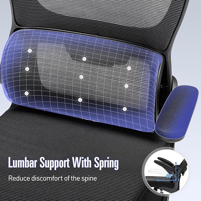 Office Chair, Ergonomic Office Chair Desk Chair with Headrest, High Back Mesh Computer Chairs for Home Office with Adjustable Back Support, 350lbs Comfortable Black Office Chair, Tilt Lock - LeafyLoom
