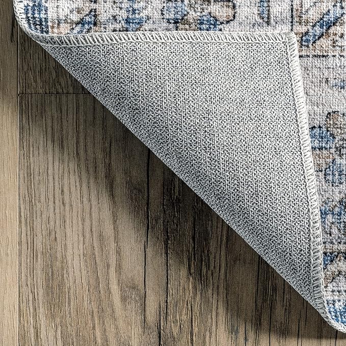 nuLOOM Dania Machine Washable Medallion Ultra Thin Area Rug, 9' x 12', Navy - LeafyLoom