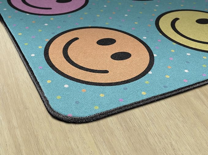 Flagship Carpets Smiley Seating (Seats 24) Classroom Area Rug or Educational Learning Mat, Kids Room or Playroom Carpet, 7'6'' x 12', Blue/Multi (FA2393-44FS) - LeafyLoom