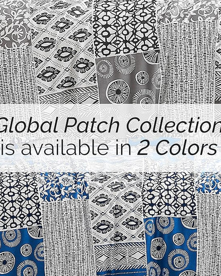 Southshore Fine Living, Inc. Full/Queen Size Comforter Bedding Set with Pillow Shams, Reversible Global Patchwork Quilt is 2 Colors in 1 - Alternative Down Comforter Queen/Full, Grey & White - LeafyLoom