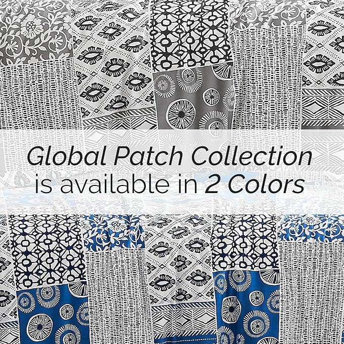 Southshore Fine Living, Inc. Full/Queen Size Comforter Bedding Set with Pillow Shams, Reversible Global Patchwork Quilt is 2 Colors in 1 - Alternative Down Comforter Queen/Full, Grey & White - LeafyLoom