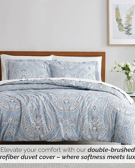 Southshore Fine Living, Inc. Oversized King Comforter Bedding Set, Down Alternative Boho Bedspread, Paisley Print Comforter, King/California King with 2 Matching Shams, Pure Melody Aqua - LeafyLoom