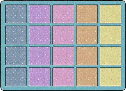 Flagship Carpets Happy Squares Educational Area Rug for Kids Room Seating Décor, Children's Classroom, Play Carpet for Teaching and Playroom, Seats 20, 6' x 8'4", Blue & Multi Color - LeafyLoom