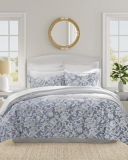 Nautica- Twin Comforter Set, Cotton Reversible Bedding Set, Dorm Room Essentials (Tortola Blue, Twin) - LeafyLoom