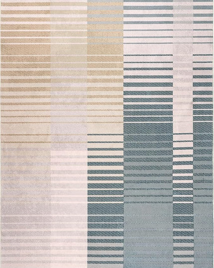 nuLOOM Lennie Modern Multi Striped Machine Washable Ultra Thin Area Rug, 5' x 8', Beige - LeafyLoom
