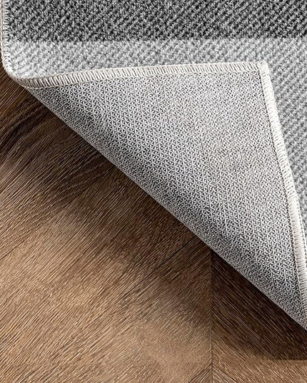 nuLOOM Lucy Machine Washable Farmhouse Buffalo Plaid Ultra Thin Area Rug, 6' Square, Grey - LeafyLoom