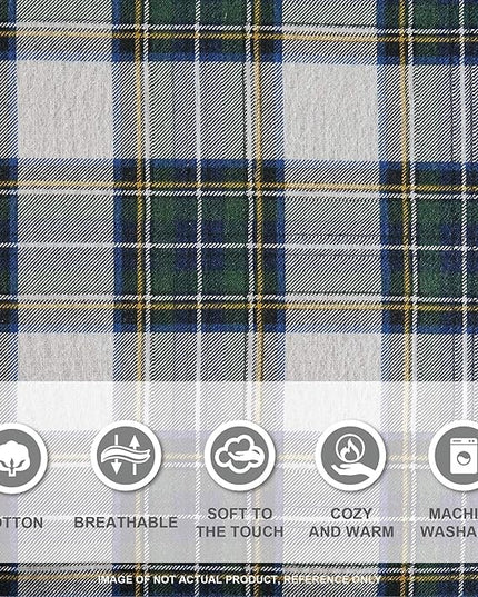 Comfort Spaces Cotton Flannel Breathable Warm Deep Pocket Sheets with Pillow Case Bedding, King, Green Plaid Scottish Plaid 4 Piece - LeafyLoom