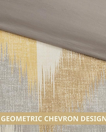 INK+IVY King Size Comforter Set, Cozy Cotton Comforter, All Season, Lightweight Comforter King Bed Set with 2 Matching Shams, Modern Cabin Lodge Ikat Chevron Design, Yellow King/Cal King 3 Piece - LeafyLoom