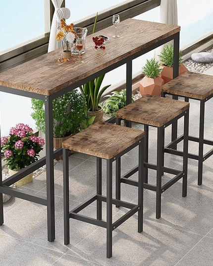 NicBex Kitchen Table Set Dining Room Table Set Modern Design Kitchen Dining Table, Pub Table, Long Dining Table Set with 3 Stools for Kitchen, Apartment, Easy Assembly, Natural - LeafyLoom
