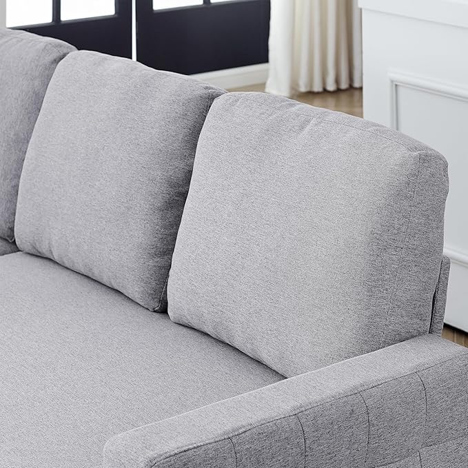3 Seater Convertible Sectional Sofa with Reversible Chaise Lounge and Pull Out Sofabed, L Shaped Corner Couches with Storage , Comfy Linen Upholstered Sofa&Couches for Living Room Furniture Sets - LeafyLoom
