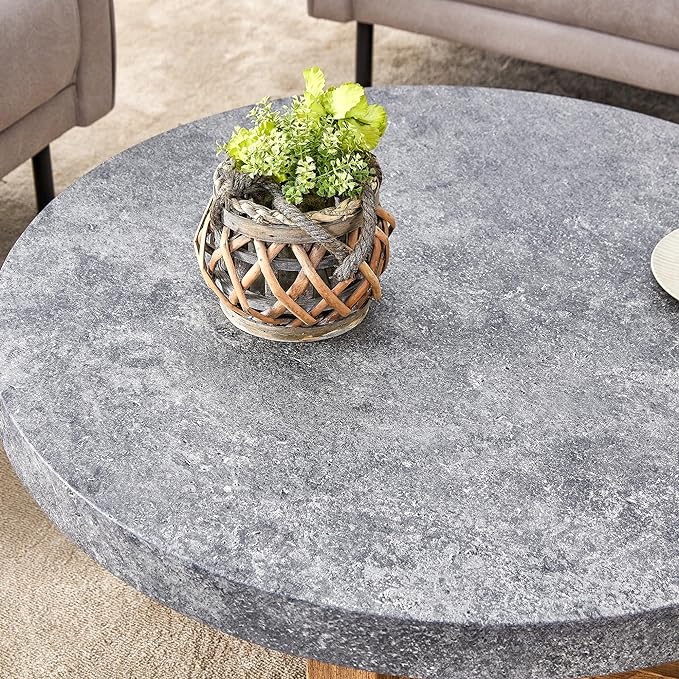 NicBex 34Inch Round Dining Table,Mid-Century Modern Kitchen Table MDF Tabletop and Crossed Legs for 2 to 4,Leisure Coffee Table for Kitchen and Living Room,Space-Saving,Grey - LeafyLoom