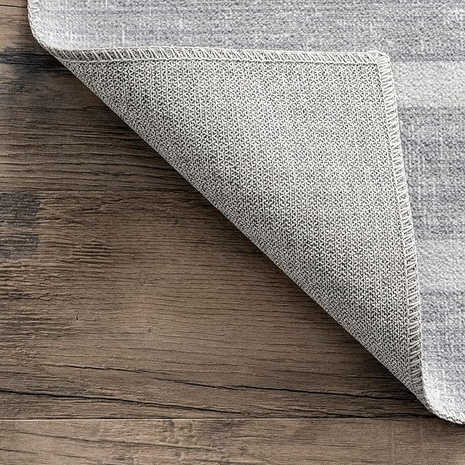 nuLOOM Starfish and Stripes Machine Washable Ultra Thin Area Rug, 5' x 8', Light Grey - LeafyLoom