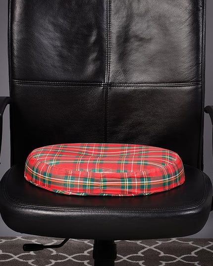 DMI 18-inch Convoluted Molded Foam Ring Donut Pillow Seat Cushion for Hemorrhoids, Back Pain, Tailbone Relief Cushion, Plaid (Pack of 3) - LeafyLoom