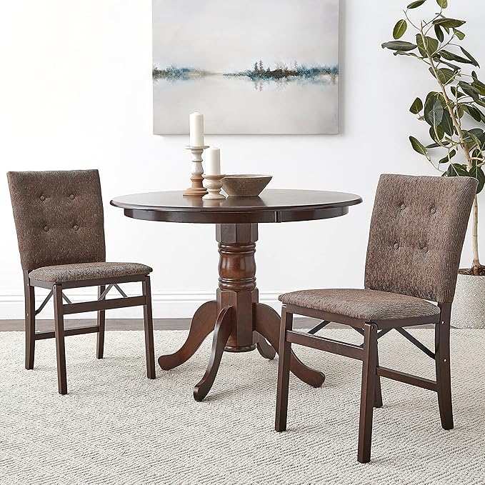 MECO STAKMORE Parson’s Folding Chair Espresso Finish, 20.25D x 17.5W x 33.875H in (Set of 2) - LeafyLoom