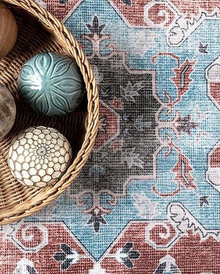 nuLOOM Jay Persian Medallion Machine Washable Ultra Thin Area Rug, 5' x 8', Red - LeafyLoom