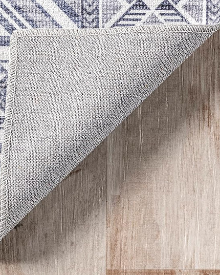 nuLOOM Jenine Southwestern Machine Washable Ultra Thin Area Rug, 8x10, Grey - LeafyLoom