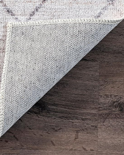 nuLOOM Regan Modern Geometric Machine Washable Ultra Thin Area Rug, 6x9, Light Grey - LeafyLoom