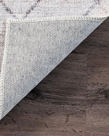 nuLOOM Regan Modern Geometric Machine Washable Ultra Thin Area Rug, 3' x 5', Light Grey - LeafyLoom