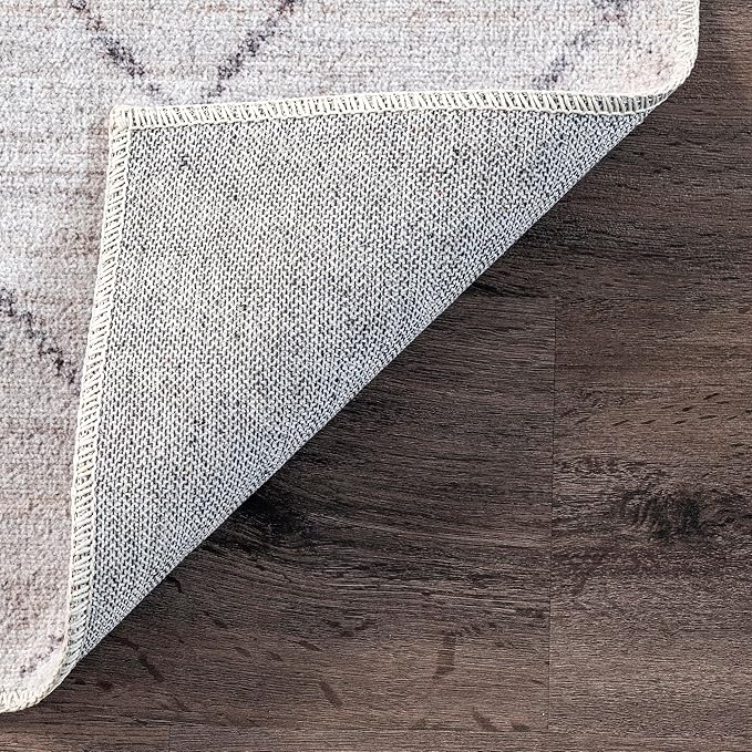 nuLOOM Regan Modern Geometric Machine Washable Ultra Thin Area Rug, 3' x 5', Light Grey - LeafyLoom