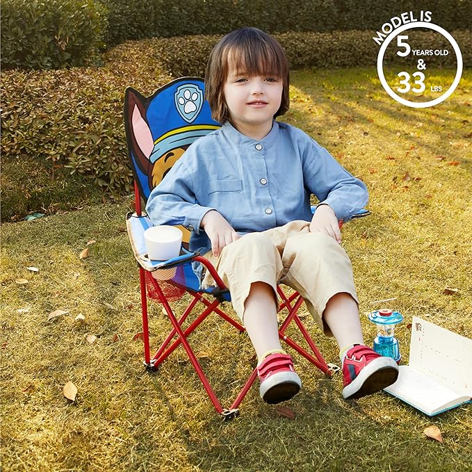 Idea Nuova Kids Indoor-Outdoor Folding Camp Chair, Paw Patrol - LeafyLoom
