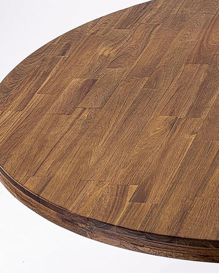 East West Furniture I3AB5-N35 Irving 5 Piece Room Set Includes a Round Dining Table with Pedestal and 4 Doeskin Linen Fabric Upholstered Parson Chairs, 48x48 Inch - LeafyLoom