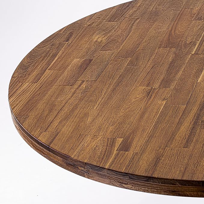 East West Furniture I3AB7-N35 Irving 7 Piece Set Consist of a Round Dining Room Table with Pedestal and 6 Doeskin Linen Fabric Upholstered Parson Chairs, 48x48 Inch - LeafyLoom