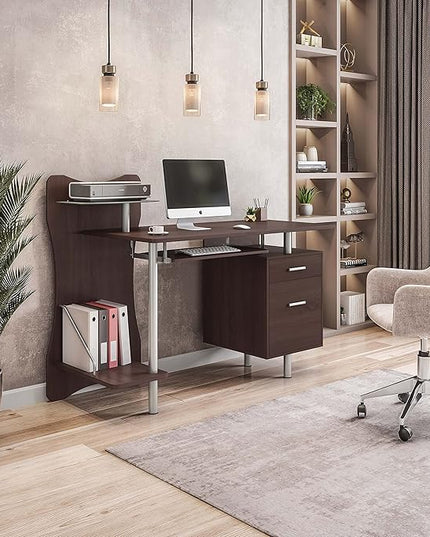 NicBex Laik-DW-00051-DX Desks, 51.25" W x 22.25" D x 39.5" H, Chocolate - LeafyLoom