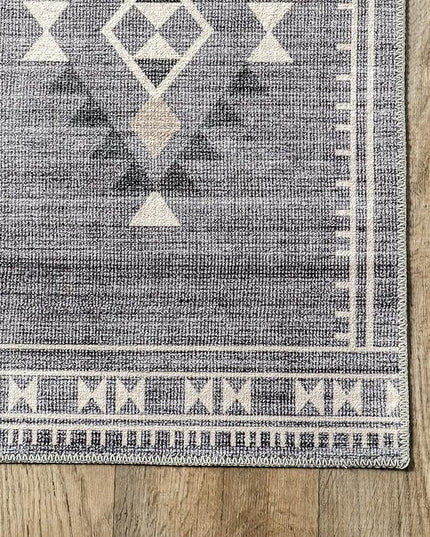 nuLOOM Evalyn Southwestern Machine Washable Ultra Thin Area Rug, 5' x 8', Grey - LeafyLoom