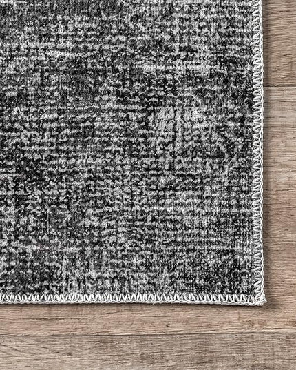 nuLOOM Corinna Modern Abstract Machine Washable Ultra Thin Area Rug, 8' x 10', Charcoal - LeafyLoom