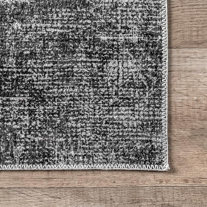 nuLOOM Corinna Modern Abstract Machine Washable Ultra Thin Area Rug, 8' x 10', Charcoal - LeafyLoom
