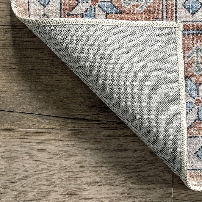nuLOOM Elowyn Machine Washable Medallion Ultra Thin Area Rug, 5' x 8', Multi - LeafyLoom