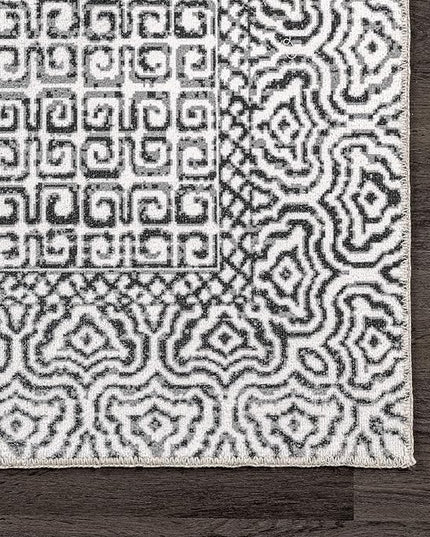 nuLOOM Abstract Tribal Machine Washable Ultra Thin Area Rug, 4x6, Grey - LeafyLoom