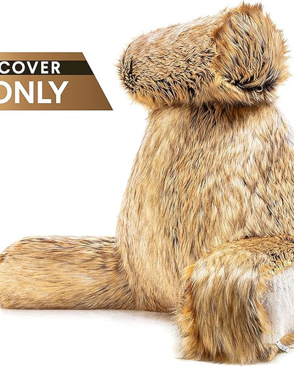 Husband Pillow XXL Cover Only - Ultra Rare Baby Amber Fox Backrest Pillowcase Set, 2-Tone Reversible Double Sided Fabulous Faux Fur Reading & Bed Rest, Thick Zippers,2 Sided Solid Fabric Neck Rolls - LeafyLoom