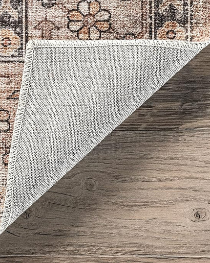 nuLOOM Gwyn Distressed Machine Washable Ultra Thin Runner Rug, 2' 6" x 10', Beige - LeafyLoom